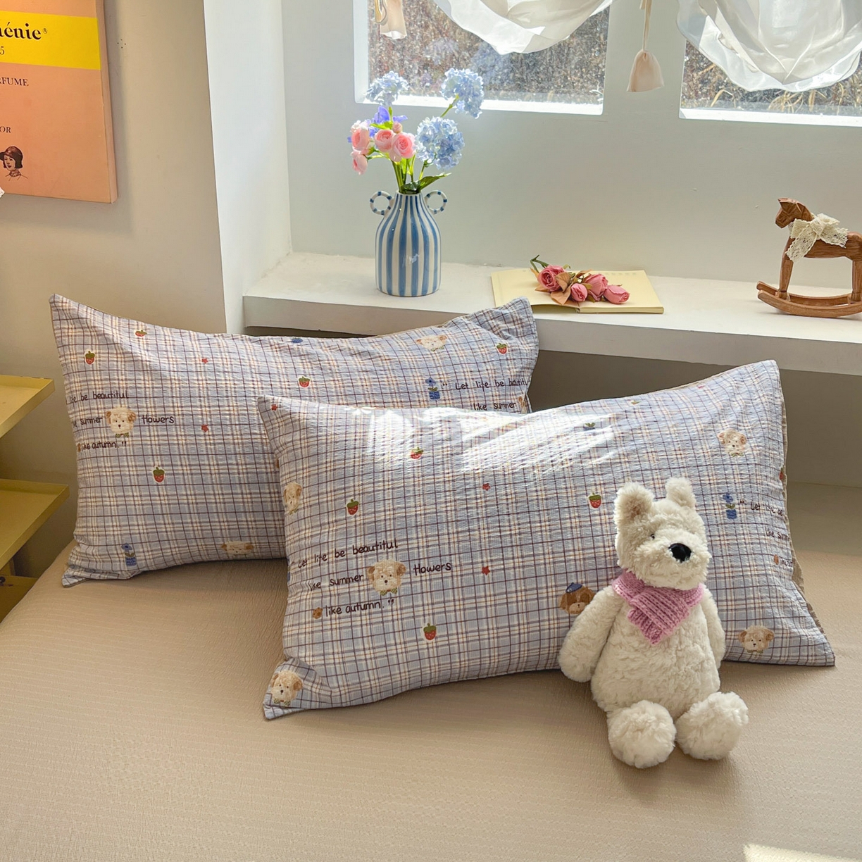 91家纺网 家纺一手货源 找家纺 卡迪熊家纺 2026新款软糯泡芙纱印花四件套 狗狗乐园