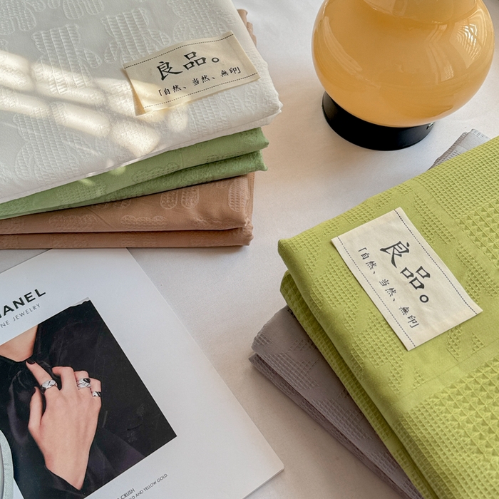 91家纺网 家纺一手货源 找家纺 （总）眠博士 2026新款全棉纯棉华夫格麦穗 床单单件床单单品单床单