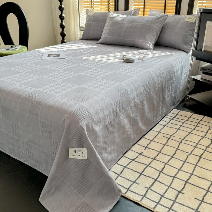 91家纺网 家纺一手货源 找家纺 （总）眠博士 2026新款全棉纯棉华夫格麦穗 床单单件床单单品单床单