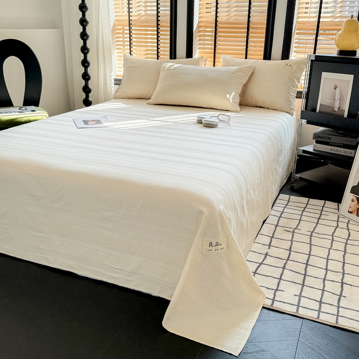 91家纺网 家纺一手货源 找家纺 （总）眠博士 2026新款全棉纯棉华夫格麦穗 床单单件床单单品单床单