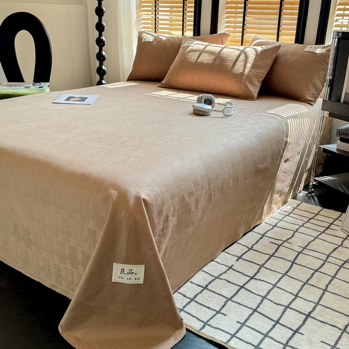 91家纺网 家纺一手货源 找家纺 （总）眠博士 2026新款全棉纯棉华夫格麦穗 床单单件床单单品单床单