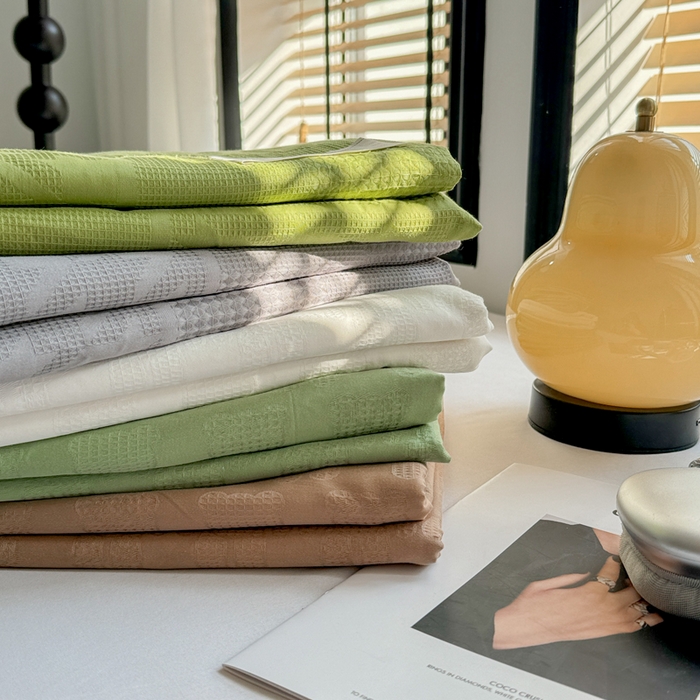 91家纺网 家纺一手货源 找家纺 眠博士 2026新款全棉纯棉华夫格麦穗 床单单件床单单品单床单 组合图仅供参考不可下单