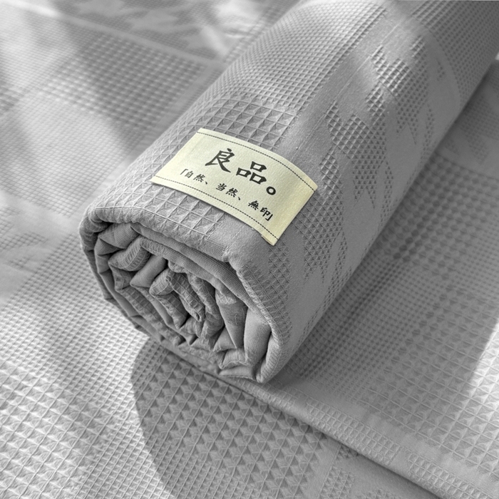 91家纺网 家纺一手货源 找家纺 眠博士 2026新款全棉纯棉华夫格麦穗 床单单件床单单品单床单 床单-方格灰