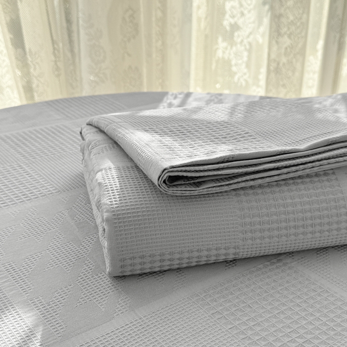 91家纺网 家纺一手货源 找家纺 眠博士 2026新款全棉纯棉华夫格麦穗 床单单件床单单品单床单 床单-方格灰