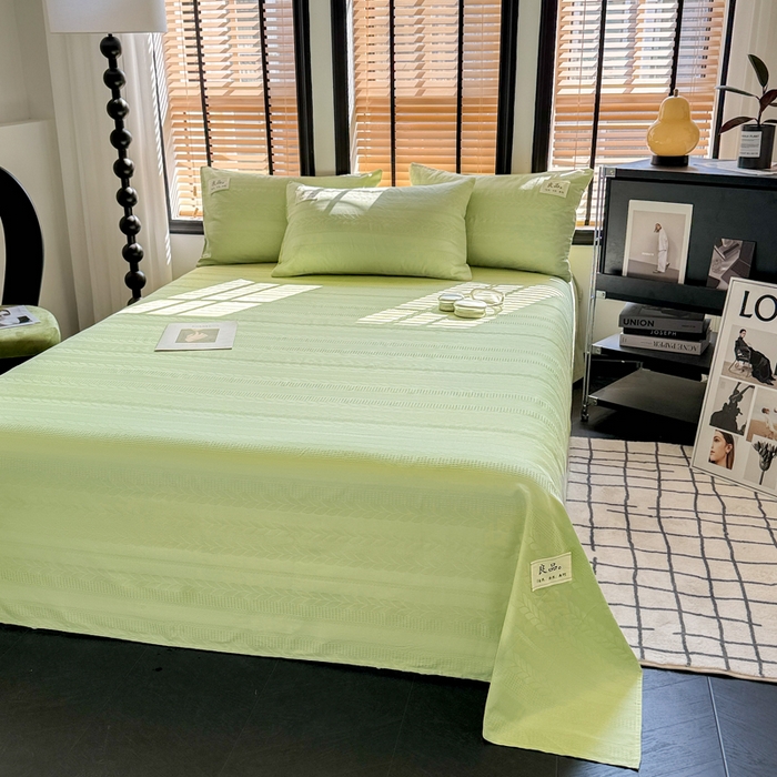 91家纺网 家纺一手货源 找家纺 眠博士 2026新款全棉纯棉华夫格麦穗 床单单件床单单品单床单 床单-麦穗绿