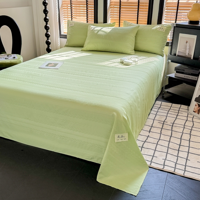 91家纺网 家纺一手货源 找家纺 眠博士 2026新款全棉纯棉华夫格麦穗 床单单件床单单品单床单 床单-麦穗绿