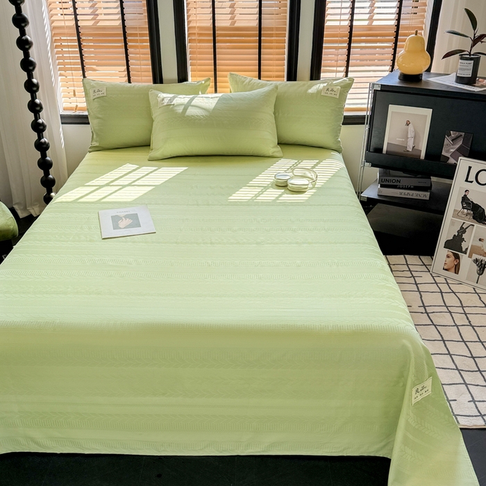 91家纺网 家纺一手货源 找家纺 眠博士 2026新款全棉纯棉华夫格麦穗 床单单件床单单品单床单 床单-麦穗绿