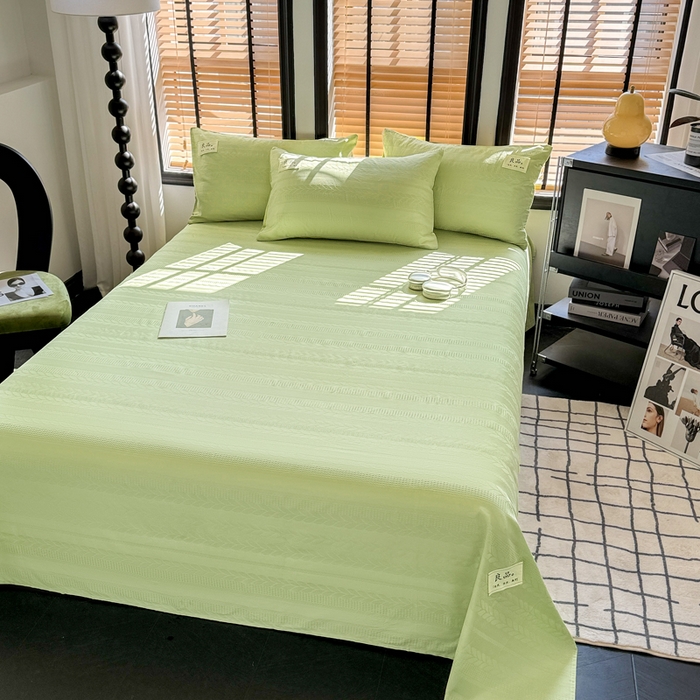 91家纺网 家纺一手货源 找家纺 眠博士 2026新款全棉纯棉华夫格麦穗 床单单件床单单品单床单 床单-麦穗绿