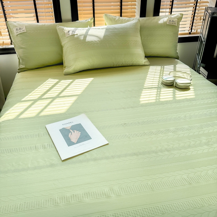 91家纺网 家纺一手货源 找家纺 眠博士 2026新款全棉纯棉华夫格麦穗 床单单件床单单品单床单 床单-麦穗绿
