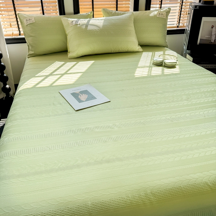 91家纺网 家纺一手货源 找家纺 眠博士 2026新款全棉纯棉华夫格麦穗 床单单件床单单品单床单 床单-麦穗绿