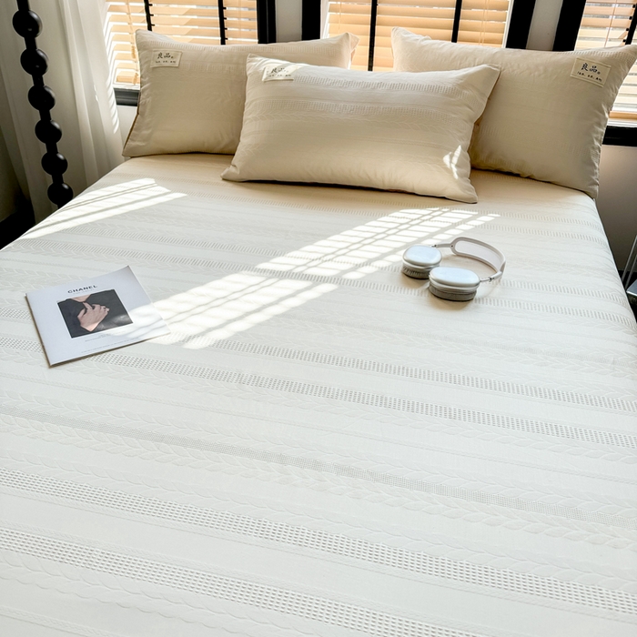 91家纺网 家纺一手货源 找家纺 眠博士 2026新款全棉纯棉华夫格麦穗 床单单件床单单品单床单 床单-麦穗米