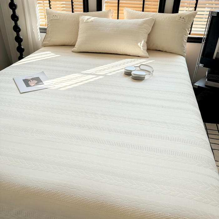 91家纺网 家纺一手货源 找家纺 眠博士 2026新款全棉纯棉华夫格麦穗 床单单件床单单品单床单 床单-麦穗米