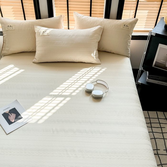 91家纺网 家纺一手货源 找家纺 眠博士 2026新款全棉纯棉华夫格麦穗 床单单件床单单品单床单 床单-麦穗米