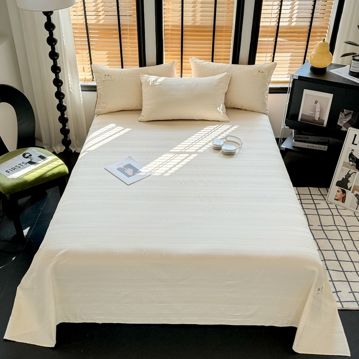 91家纺网 家纺一手货源 找家纺 眠博士 2026新款全棉纯棉华夫格麦穗 床单单件床单单品单床单 床单-麦穗米