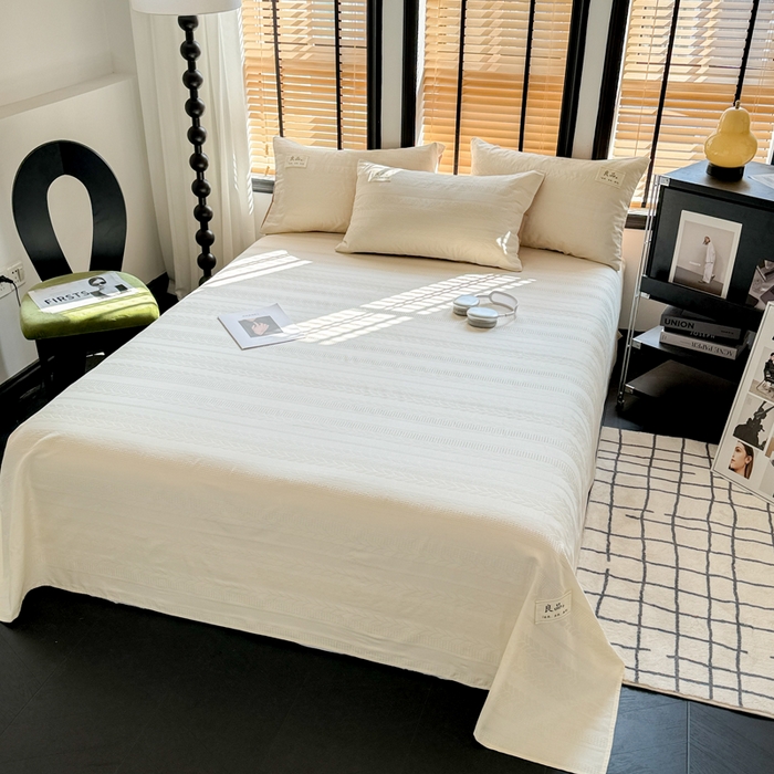 91家纺网 家纺一手货源 找家纺 眠博士 2026新款全棉纯棉华夫格麦穗 床单单件床单单品单床单 床单-麦穗米