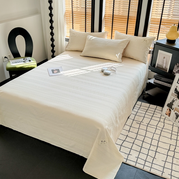 91家纺网 家纺一手货源 找家纺 眠博士 2026新款全棉纯棉华夫格麦穗 床单单件床单单品单床单 床单-麦穗米