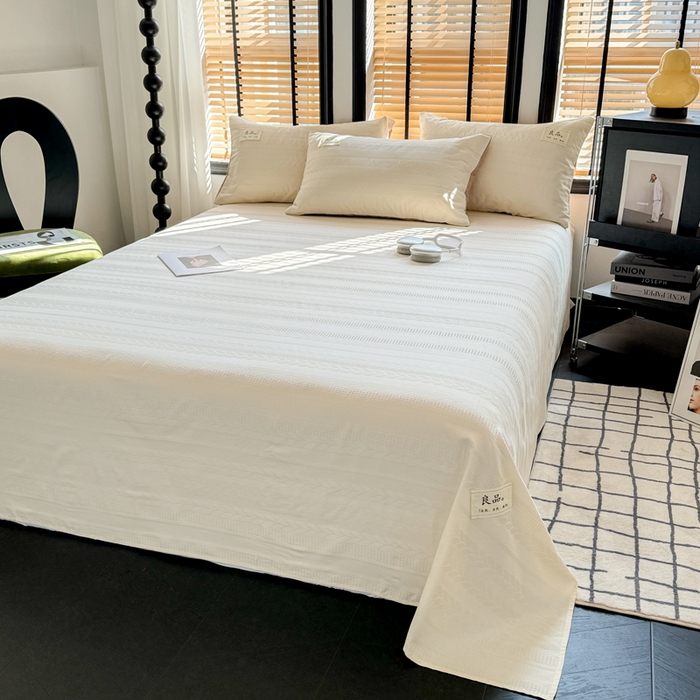 91家纺网 家纺一手货源 找家纺 眠博士 2026新款全棉纯棉华夫格麦穗 床单单件床单单品单床单 床单-麦穗米