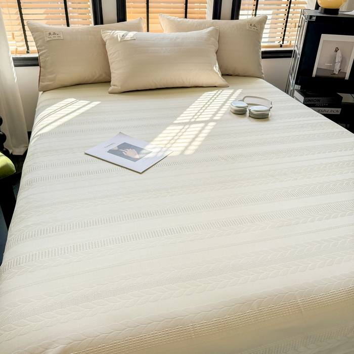 91家纺网 家纺一手货源 找家纺 眠博士 2026新款全棉纯棉华夫格麦穗 床单单件床单单品单床单 床单-麦穗米