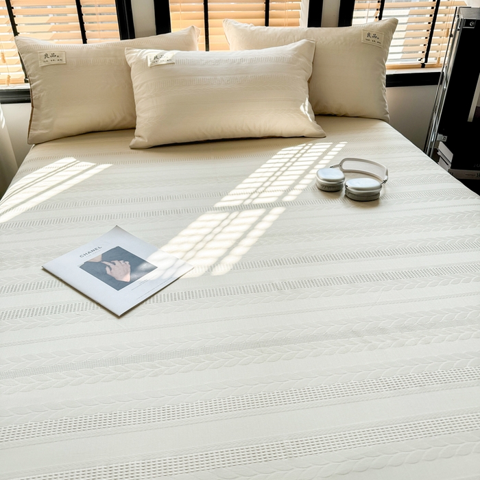 91家纺网 家纺一手货源 找家纺 眠博士 2026新款全棉纯棉华夫格麦穗 床单单件床单单品单床单 床单-麦穗米