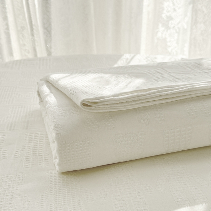 91家纺网 家纺一手货源 找家纺 眠博士 2026新款全棉纯棉华夫格麦穗 床单单件床单单品单床单 床单-小熊白