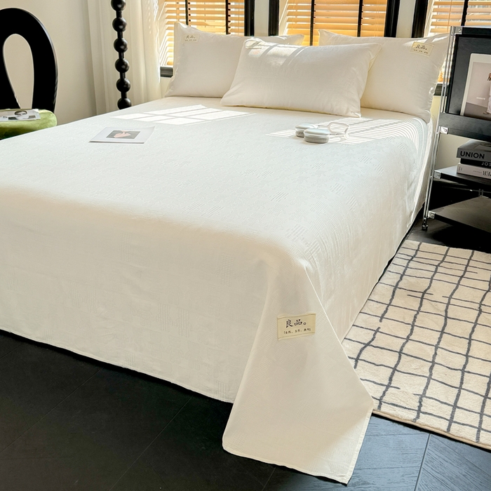 91家纺网 家纺一手货源 找家纺 眠博士 2026新款全棉纯棉华夫格麦穗 床单单件床单单品单床单 床单-小熊白