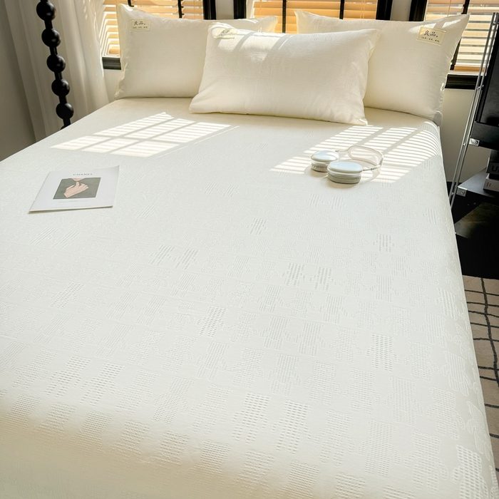 91家纺网 家纺一手货源 找家纺 眠博士 2026新款全棉纯棉华夫格麦穗 床单单件床单单品单床单 床单-小熊白