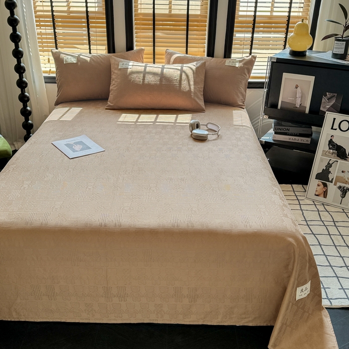 91家纺网 家纺一手货源 找家纺 眠博士 2026新款全棉纯棉华夫格麦穗 床单单件床单单品单床单 床单-小熊咖