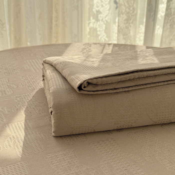 91家纺网 家纺一手货源 找家纺 眠博士 2026新款全棉纯棉华夫格麦穗 床单单件床单单品单床单 床单-小熊咖