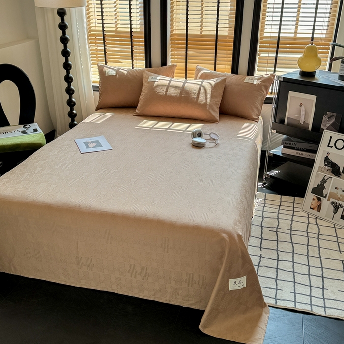 91家纺网 家纺一手货源 找家纺 眠博士 2026新款全棉纯棉华夫格麦穗 床单单件床单单品单床单 床单-小熊咖