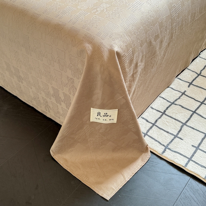 91家纺网 家纺一手货源 找家纺 眠博士 2026新款全棉纯棉华夫格麦穗 床单单件床单单品单床单 床单-小熊咖