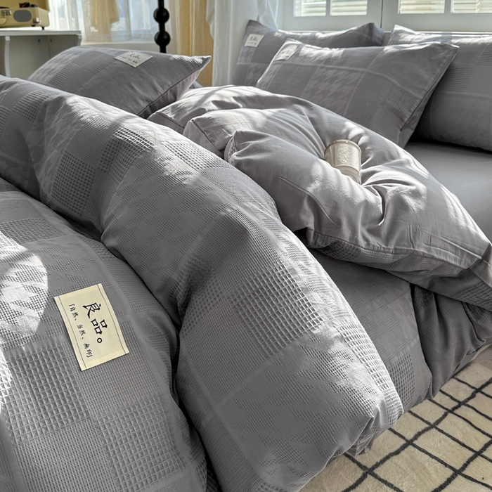 91家纺网 家纺一手货源 找家纺 （总）眠博士 2026新款全棉纯棉华夫格麦穗系列四件套