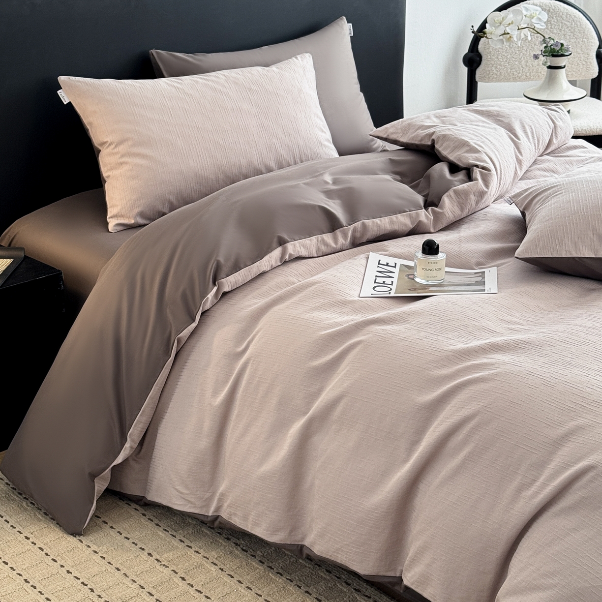 91家纺网 家纺一手货源 找家纺 简宜家居（朝初家纺） 2026新款60立体提花全棉四件套 可可肌理