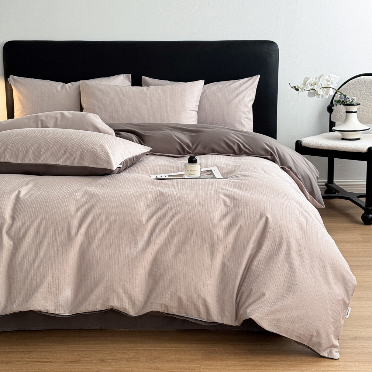 91家纺网 家纺一手货源 找家纺 简宜家居（朝初家纺） 2026新款60立体提花全棉四件套 可可肌理