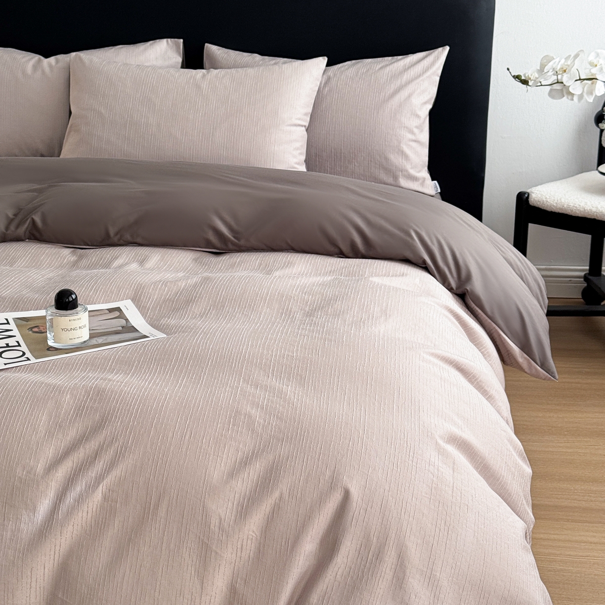 91家纺网 家纺一手货源 找家纺 简宜家居（朝初家纺） 2026新款60立体提花全棉四件套 可可肌理