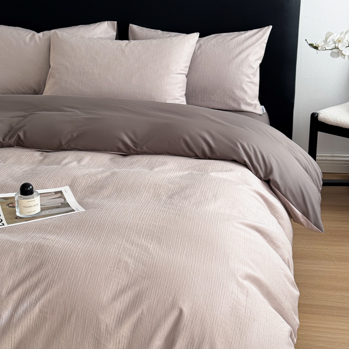 91家纺网 家纺一手货源 找家纺 简宜家居（朝初家纺） 2026新款60立体提花全棉四件套 可可肌理