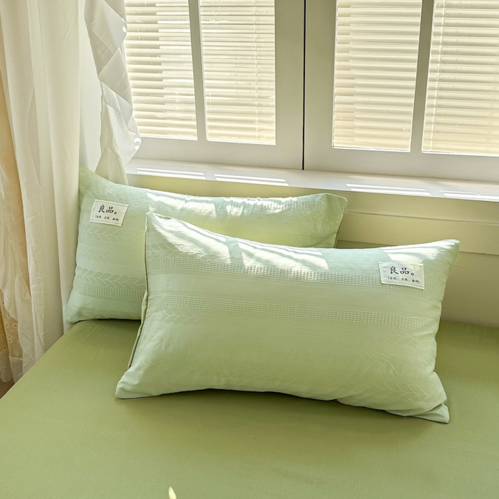 91家纺网 家纺一手货源 找家纺 眠博士 2026新款全棉纯棉华夫格麦穗系列四件套 华夫格-麦穗绿