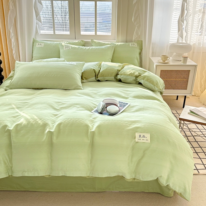 91家纺网 家纺一手货源 找家纺 眠博士 2026新款全棉纯棉华夫格麦穗系列四件套 华夫格-麦穗绿