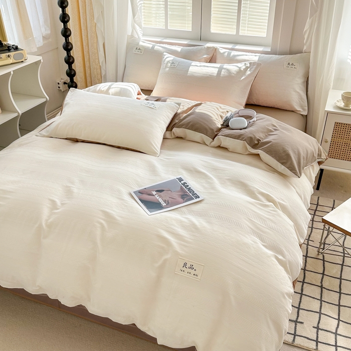 91家纺网 家纺一手货源 找家纺 眠博士 2026新款全棉纯棉华夫格麦穗系列四件套 华夫格-麦穗米