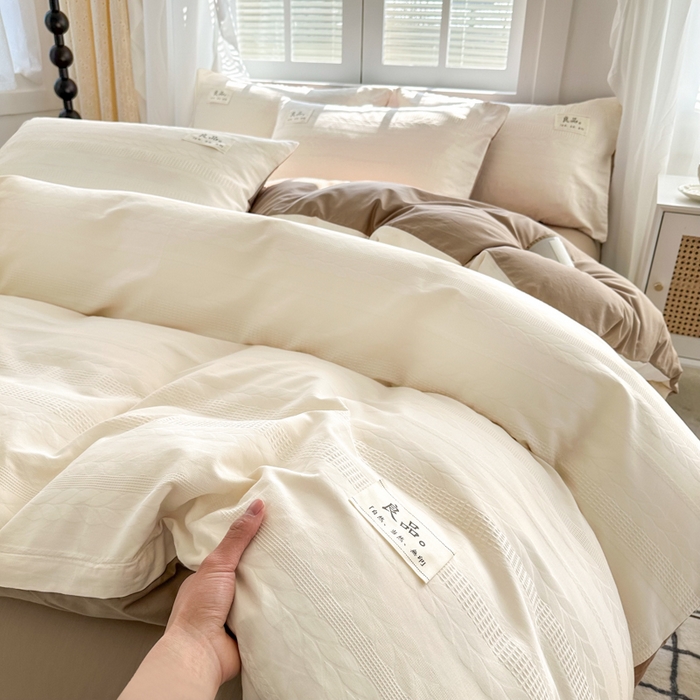 91家纺网 家纺一手货源 找家纺 眠博士 2026新款全棉纯棉华夫格麦穗系列四件套 华夫格-麦穗米