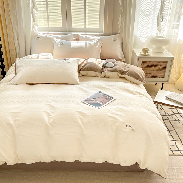 91家纺网 家纺一手货源 找家纺 眠博士 2026新款全棉纯棉华夫格麦穗系列四件套 华夫格-麦穗米