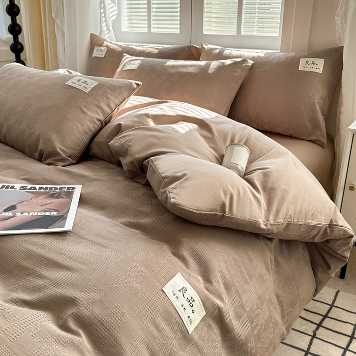 91家纺网 家纺一手货源 找家纺 眠博士 2026新款全棉纯棉华夫格麦穗系列四件套 华夫格-小熊咖