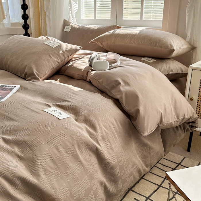 91家纺网 家纺一手货源 找家纺 眠博士 2026新款全棉纯棉华夫格麦穗系列四件套 华夫格-小熊咖