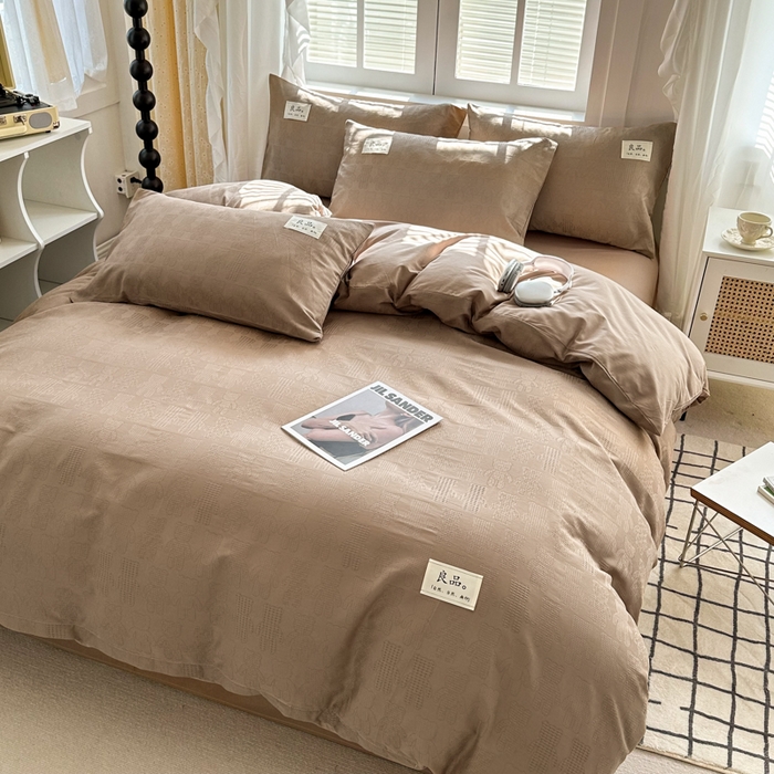 91家纺网 家纺一手货源 找家纺 眠博士 2026新款全棉纯棉华夫格麦穗系列四件套 华夫格-小熊咖