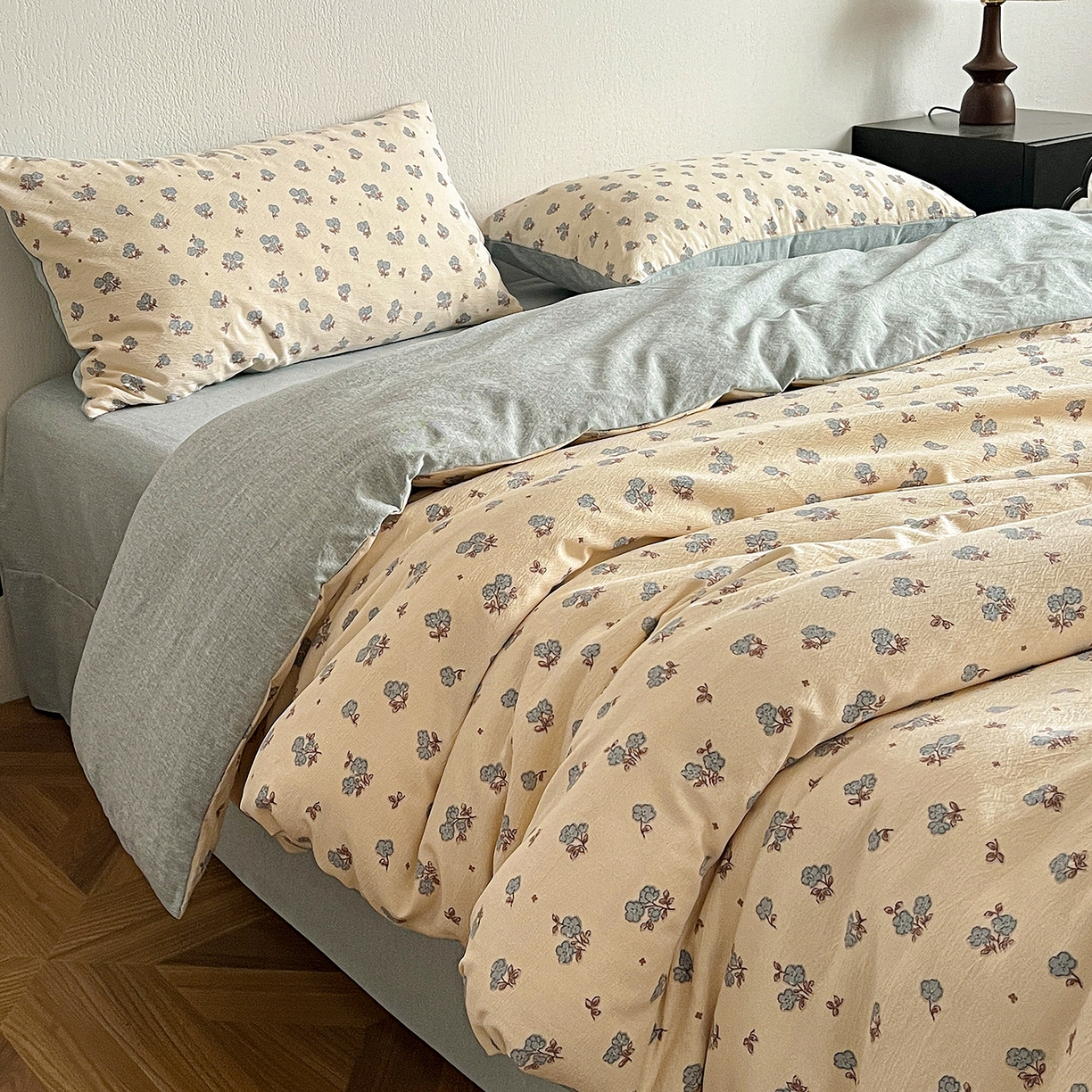 91家纺网 家纺一手货源 找家纺 一比一家纺 2026春季新款高克重加厚色织提花系列四件套 铃兰