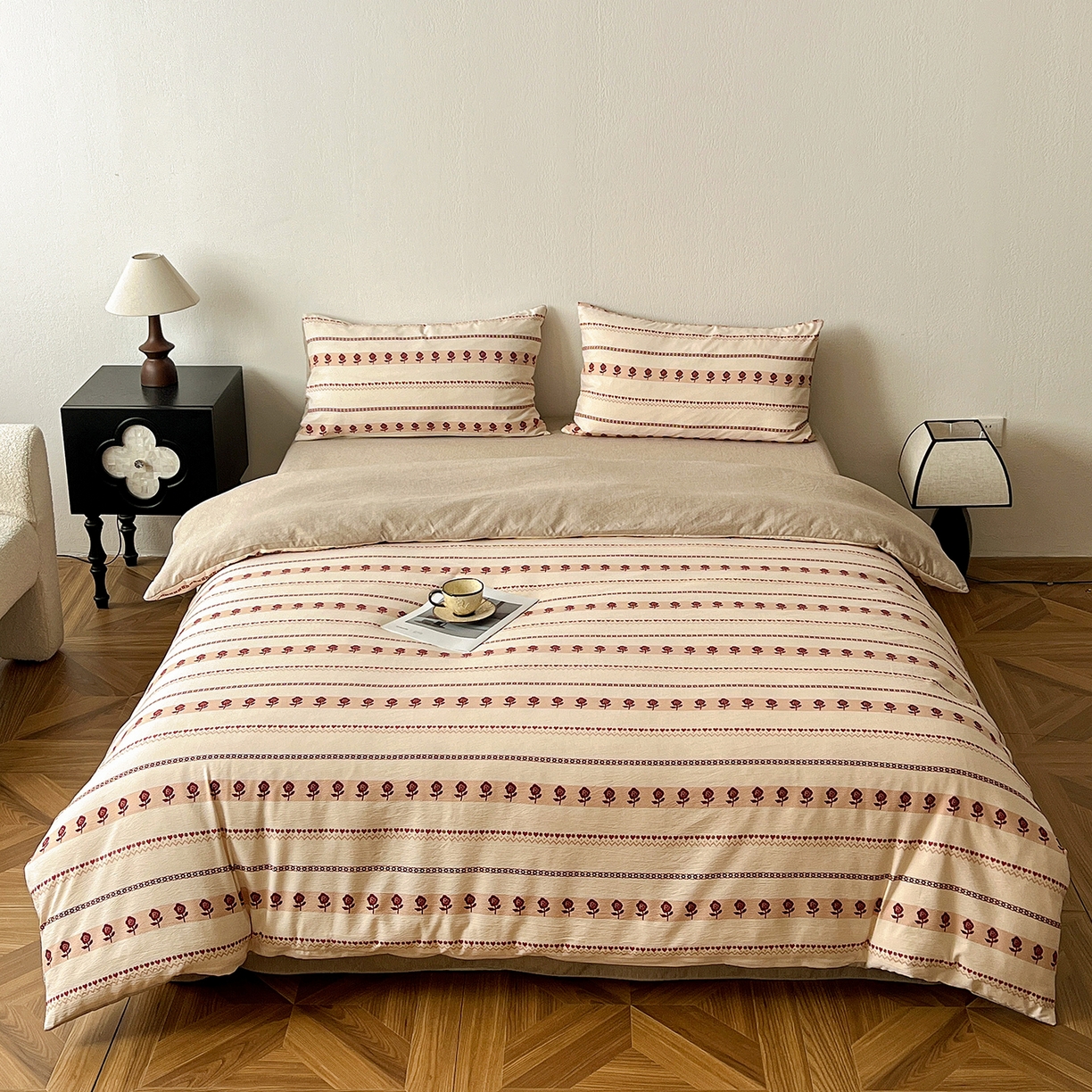 91家纺网 家纺一手货源 找家纺 一比一家纺 2026春季新款高克重加厚色织提花系列四件套 玛奇朵