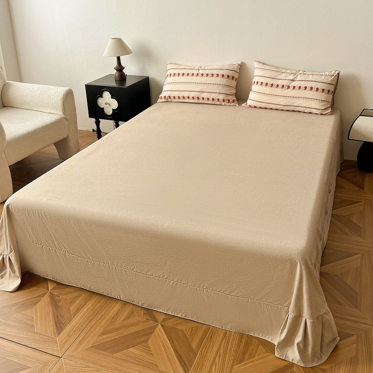 91家纺网 家纺一手货源 找家纺 一比一家纺 2026春季新款高克重加厚色织提花系列四件套 玛奇朵