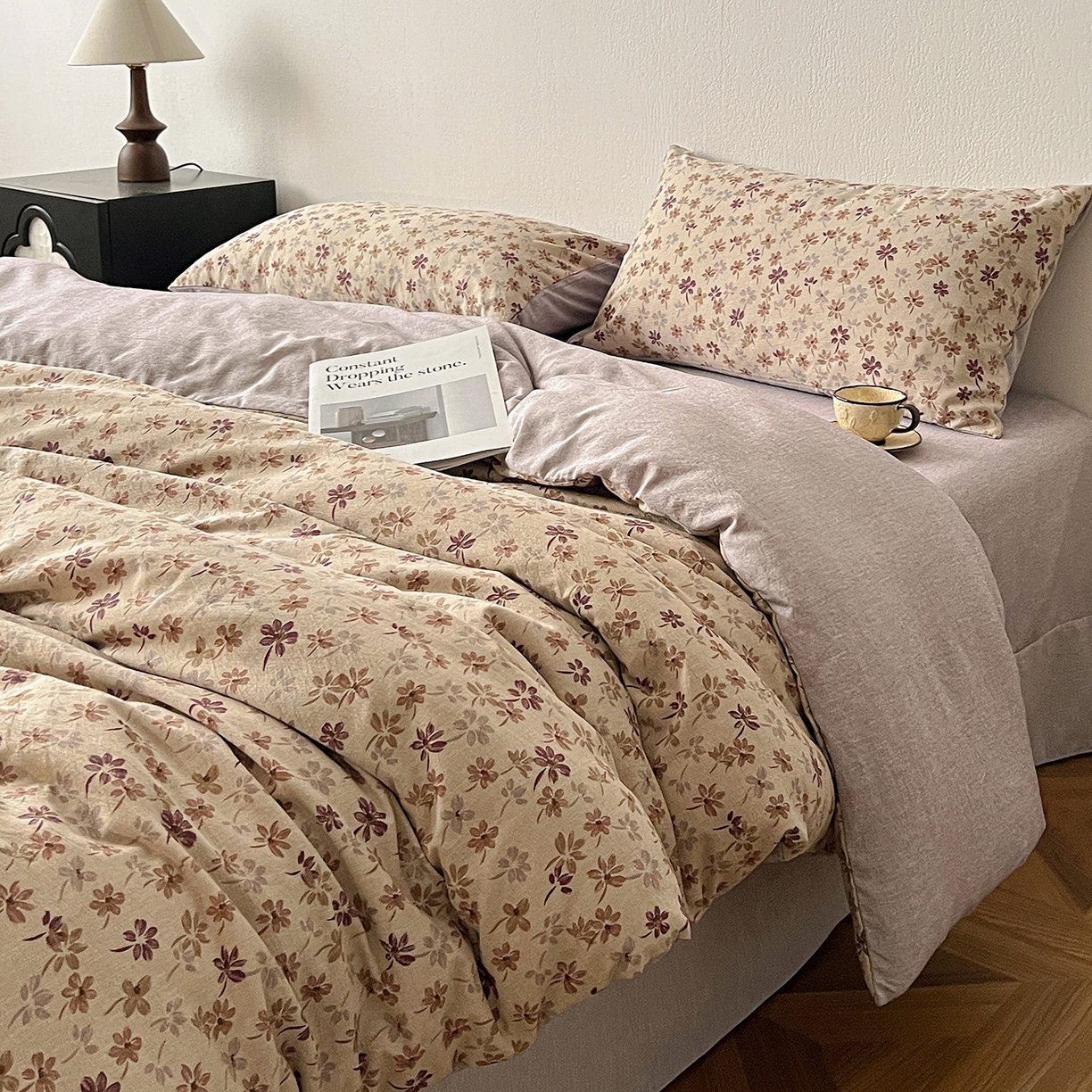 91家纺网 家纺一手货源 找家纺 一比一家纺 2026春季新款高克重加厚色织提花系列四件套 漫秋