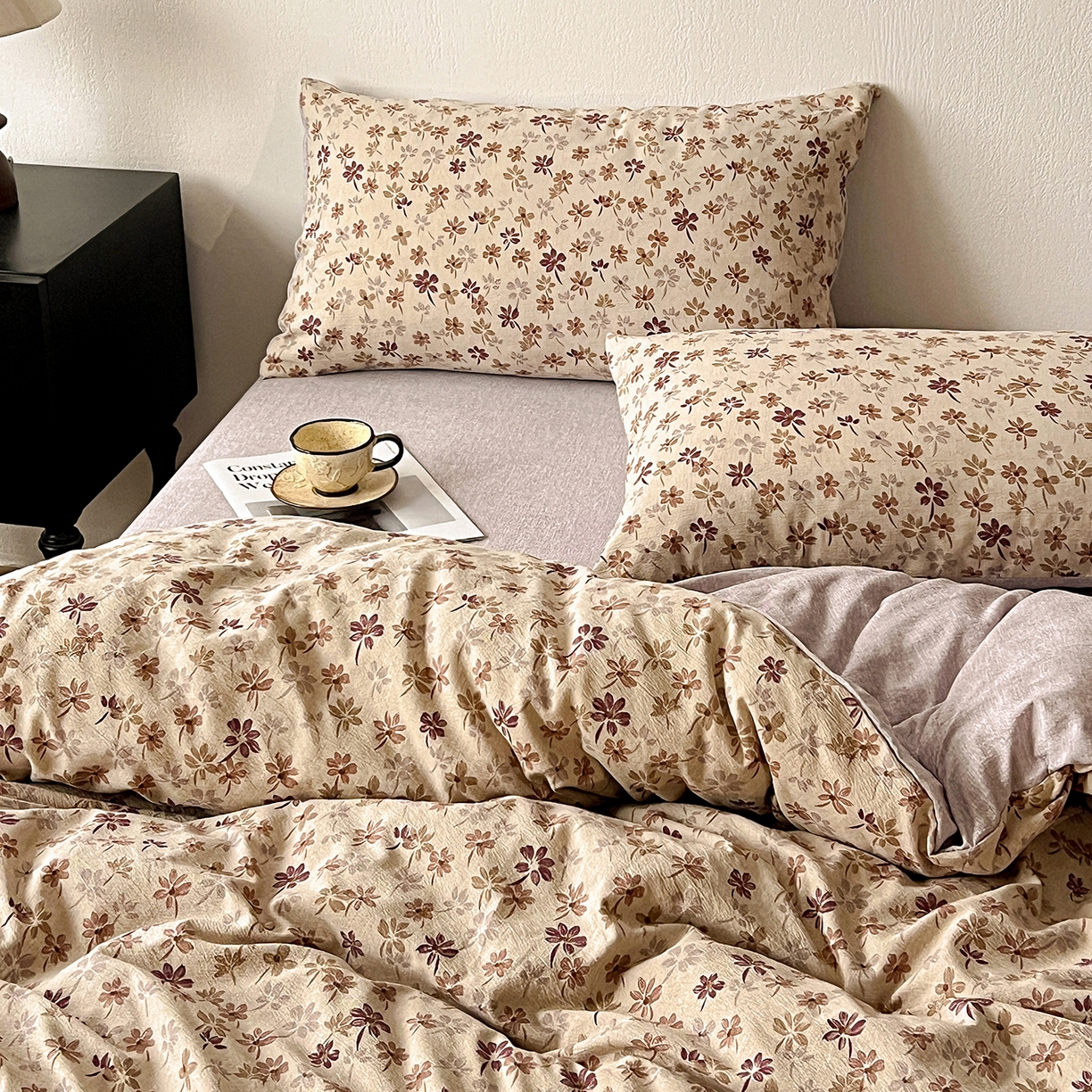 91家纺网 家纺一手货源 找家纺 一比一家纺 2026春季新款高克重加厚色织提花系列四件套 漫秋