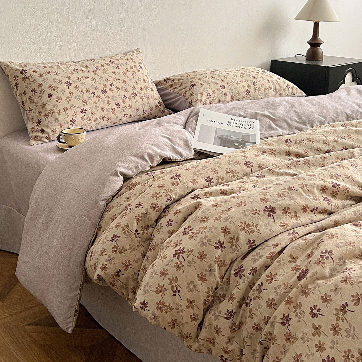 91家纺网 家纺一手货源 找家纺 一比一家纺 2026春季新款高克重加厚色织提花系列四件套 漫秋