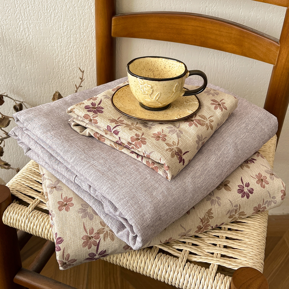 91家纺网 家纺一手货源 找家纺 一比一家纺 2026春季新款高克重加厚色织提花系列四件套 漫秋